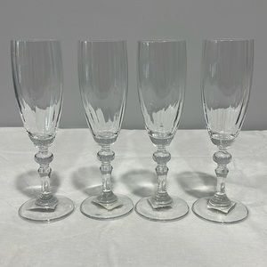 Williams Sonoma Crystal Cirque Champagne Flutes glasses set of 4 Made in Poland